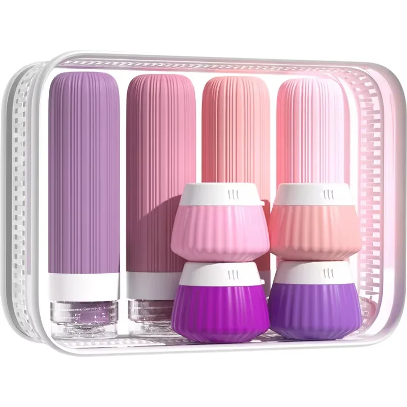 

8PCS Travel Toiletry Set Travel-Sized Toiletries Travel Containers Leak-Proof Silicone Squeeze Travel Essentials Cream Jar