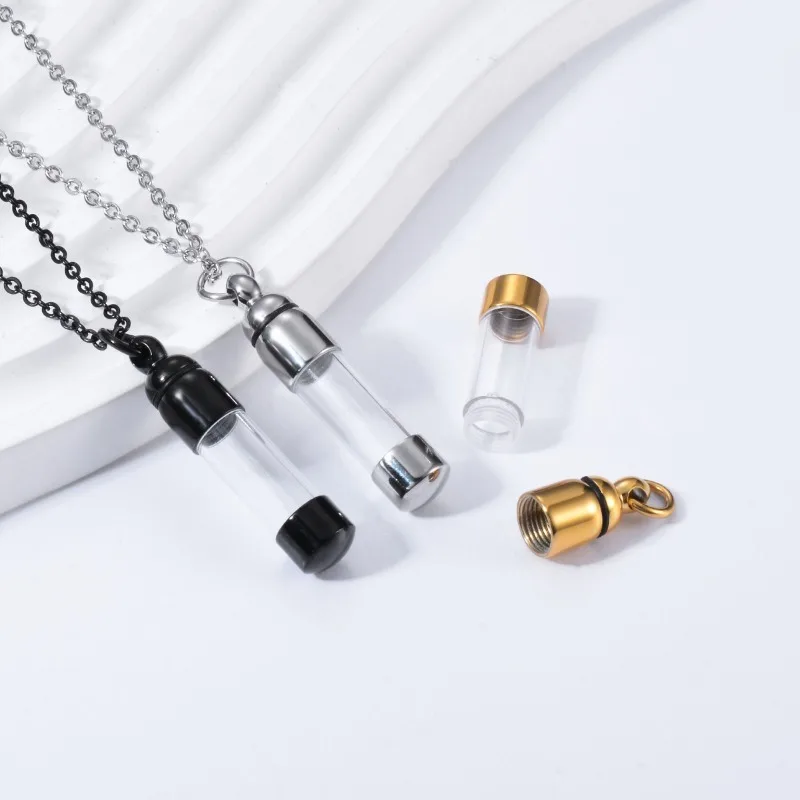 

Acrylic Glass Vial Pendant Necklace,Tube Locket Chain Memorial Pendant Necklace Personalized Memorial Jewelry For Men Women Gift