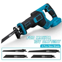 3000RPM Cordless Reciprocating Saw Adjustable Speed Chainsaw Wood Metal PVC Pipe Cutting Bandsaw Power Tool Makita 18V Battery