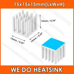 15x15x15mm Silver Tone Aluminum Heatsink Radiator for MOS IC Chip with pre Applied Thermal Tape