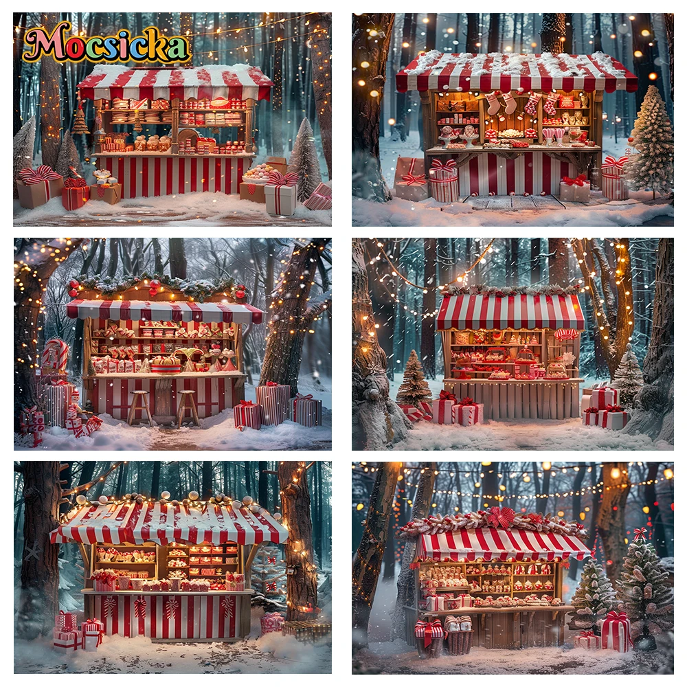 

Mocsicka Christmas Winter Photography Background Christmas Shop Decoration Holiday Party Family Portrait Photo Backdrops Studio