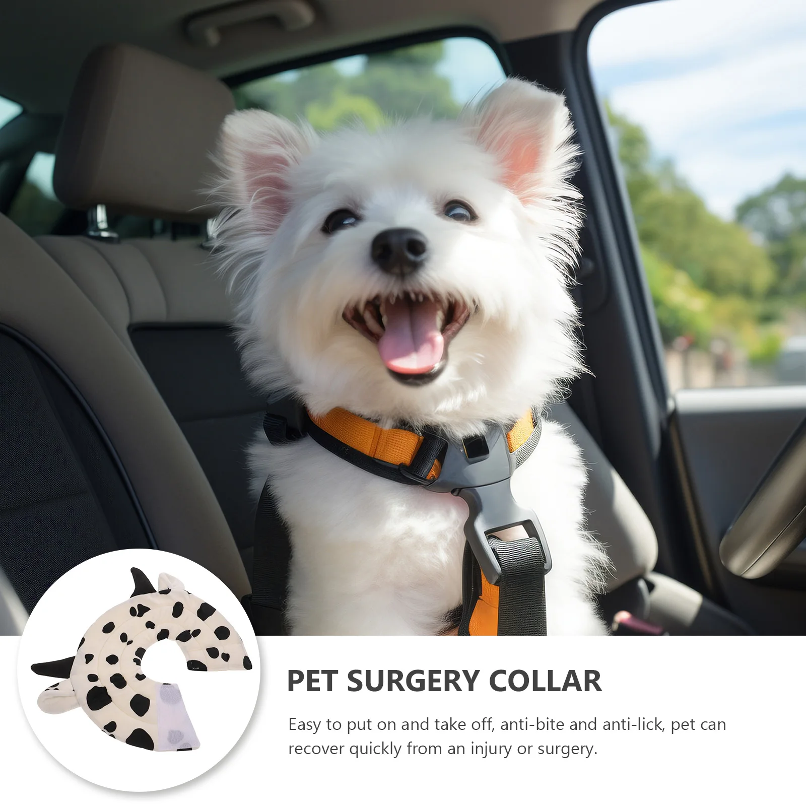 

Cow Shape Anti licking Cat Neck Ring Cotton Soft Cone Pet Protective Collar for Dog Recovery S Size Milk Color
