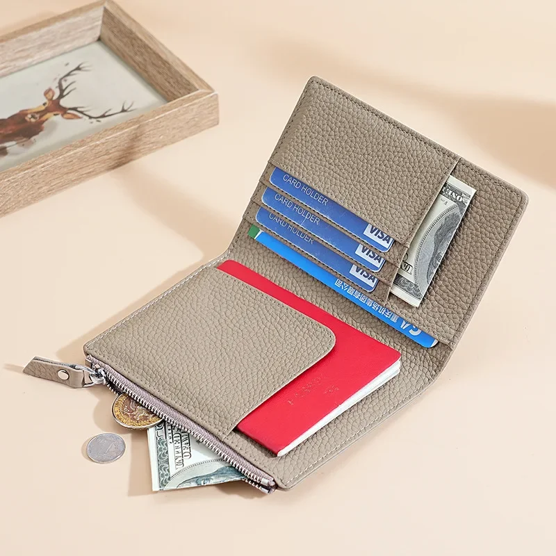 RFID-держатель для паспорта, дорожный кошелек, компактный для женщин, кошелек из натуральной кожи с обложкой для паспорта и карманом на молнии, органайзер для путешествий