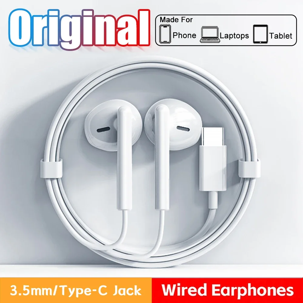 Headphones For Xiaomi 14 13 12 11 in-ear Earphones Redmi Note 10 9 8 7 Type C 3.5mm Wired Headset Phone Accessories