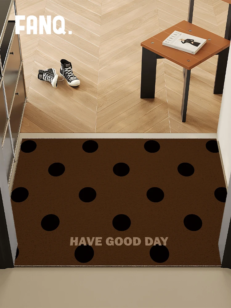 

Простой ретро режущий шелковый круглый дверной коврик в горошек, домашний грязеотталкивающий износостойкий входной большой дверной ковер, дверной коврик из ПВХ