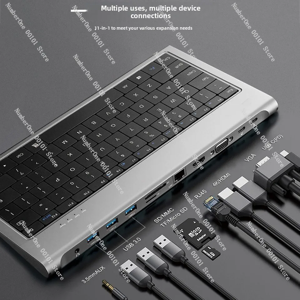11-in-1 usb-c keyboard docking station - multi-functional hub for laptops, tablets, and phones