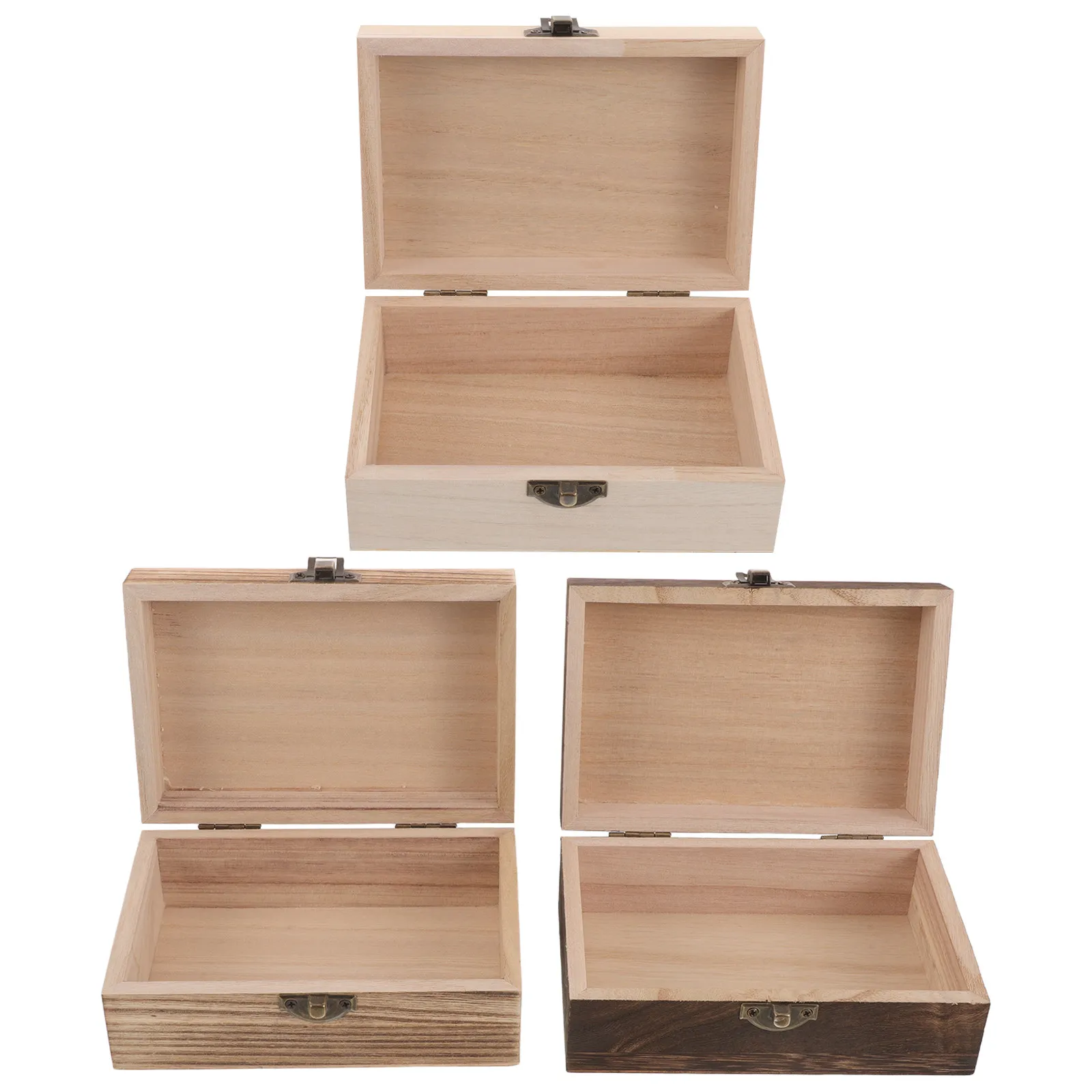 3Pcs Jewelry Storage Box Vintage Wooden Retro Keepsake Chest Lockable Desktop Organizer for Necklaces Earrings Valuables
