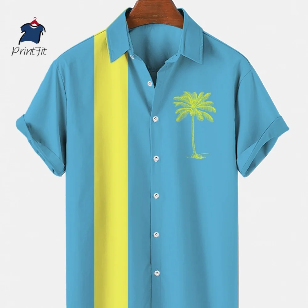 

Men's Hawaiian Coconut Tree Casual Floral Shirt Vacation 3d Print Single Breasted Short Sleeve Beachwear Streetwear Camping