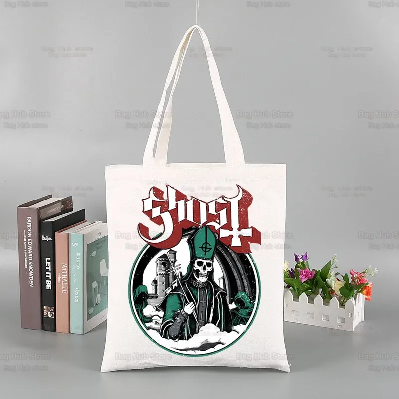 Ghost Band Hard Rock Band canvas simple cartoon print shopping bags girls fashion life casual pacakge hand bag