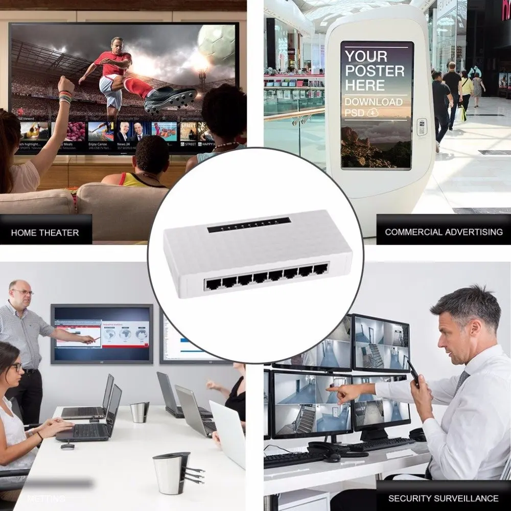 RJ45 8 منافذ Portas جيجابت محول شبكة صغير 1000Mbps إيثرنت الذكية الجلاد عالية الأداء مع الاتحاد الأوروبي محول التيار الكهربائي #5