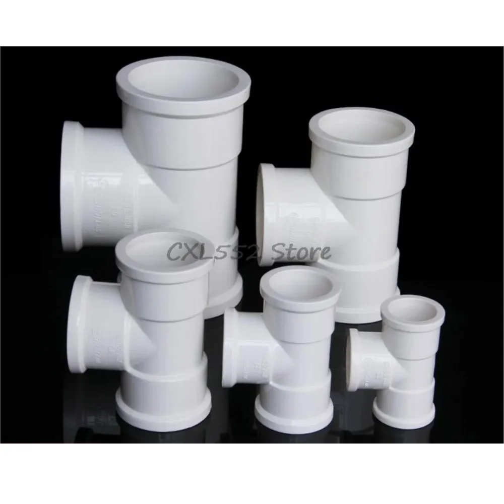 2Pcs Inside Diameter 20/25/32/40mm PVC White Thickening Equal Diameter Tee Water Supply Pipe Fittings