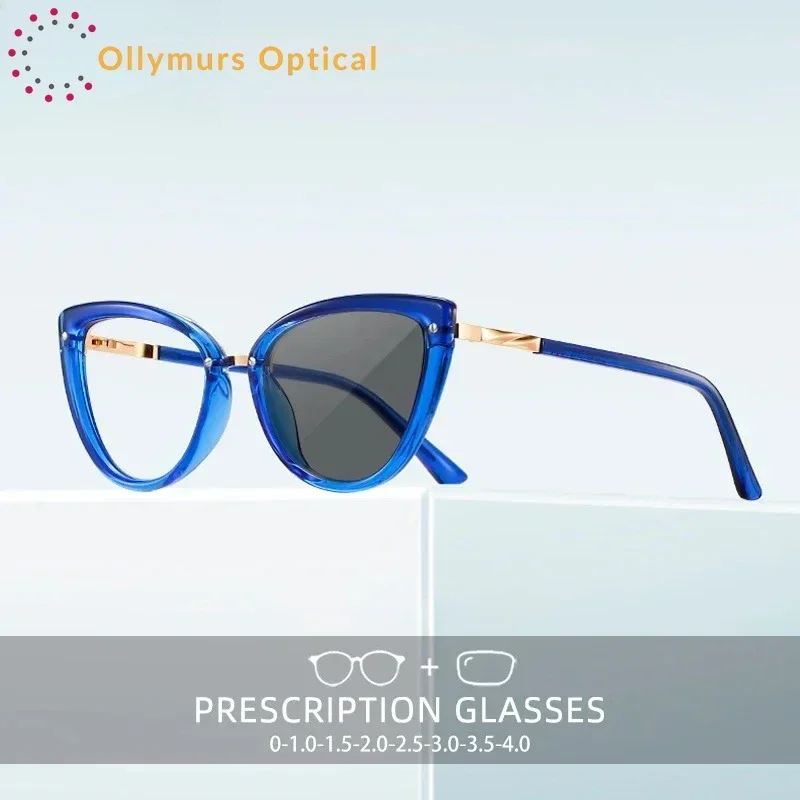 

Модные очки для чтения Ollymurs в форме кошачьего глаза, женские, высококачественные защитные очки с защитой от синего света, фотохромные очки по рецепту