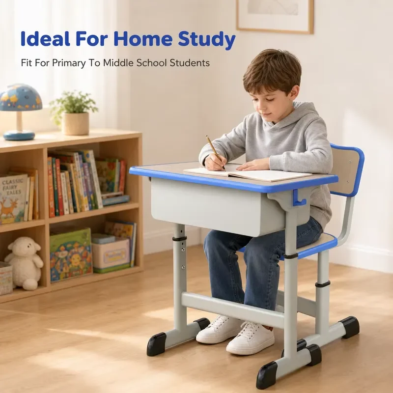 Modern Metal School Furniture Student Desk and Chair Sets Wholesale Custom Classroom Desk and Chair School Desk