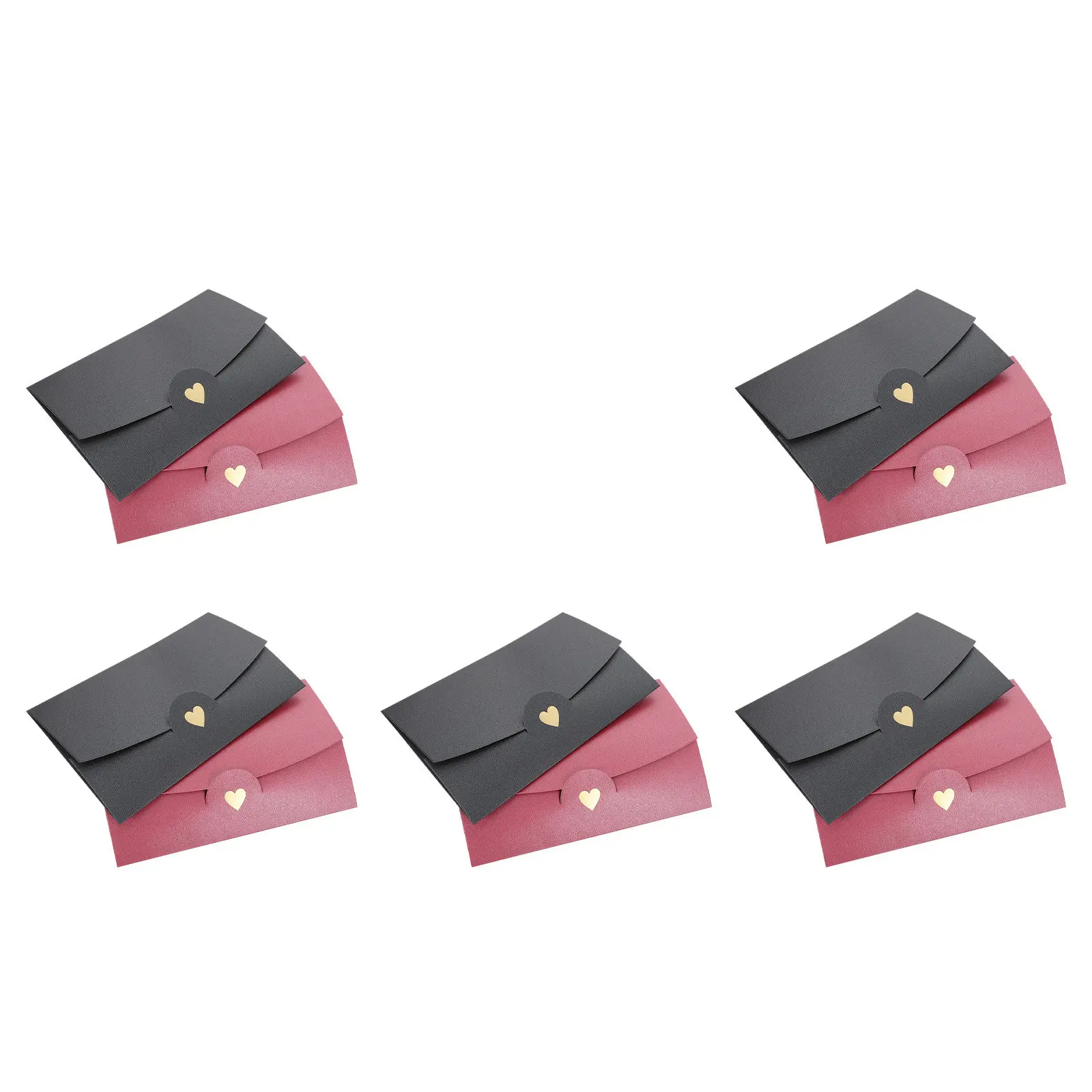 

10Pcs Valentine Heart Printed Envelopes Vintage Paper Envelopes Multi-Scene Use Portable Letter Holders Greeting Card Storage