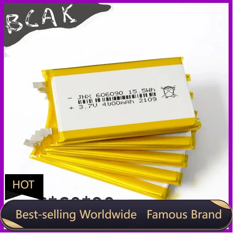 Hot Style Quality BCAK 3.7V 606090 4000mAh Battery Lithium Polymer Rechargeable Cells for GPS PSP DVD Toy Powerbank Power Bank T