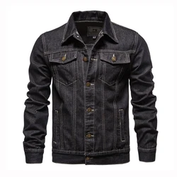 Spring Autumn Men's Denim Jacket Fashion Retro Black Biker Windbreaker Cowboy Coats Men Cotton Streetwear Jean Jackets Clothing