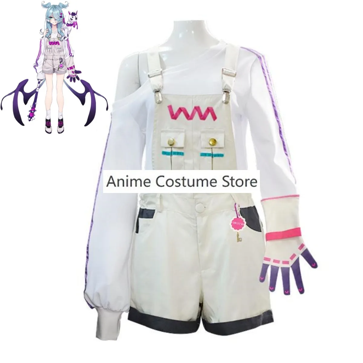 Anime NIJISANJI EN Virtual YouTuber VTuber Elira Pendora Cosplay Costume Lazulight  Rompers Wig Woman Sexy Daily Party Suit