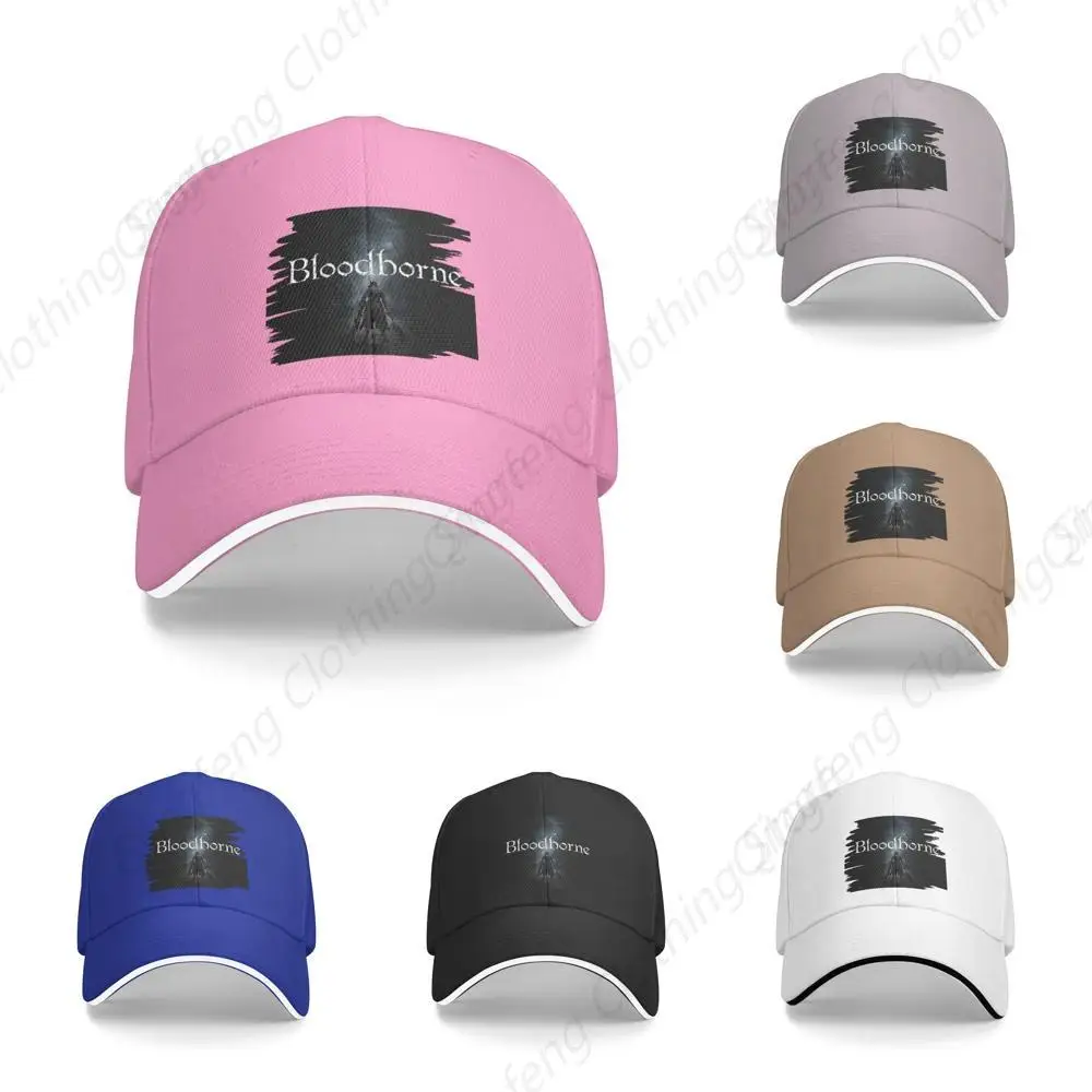 

Men's & Women's Fashion Unique Print with Bloodborne Logo Adjustable Casual Sandwich Baseball Hat Pink