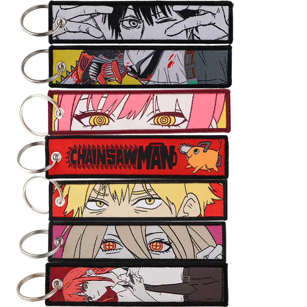 Anime Character Embroidered Keychain Jet Tag For Motorcycles Cars Bag Backpack Key Tag Key Ring Fashion Key Fobs Gifts