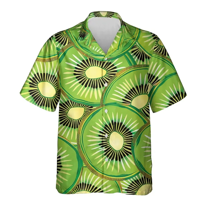 2026 Strawberry Cucumber 3D Print Shirts for Men Clothes Female Fruit Beach Shirt Pineapple Watermelon Short Sleeve Tops