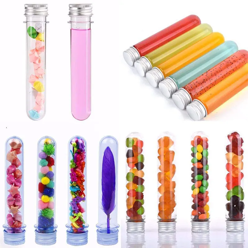 

20Pcs Candy Storage Case Plastic Clear Test Tubes Cosmetic Storage Tube With Screw Caps for Travel Lotion Containers 40ml