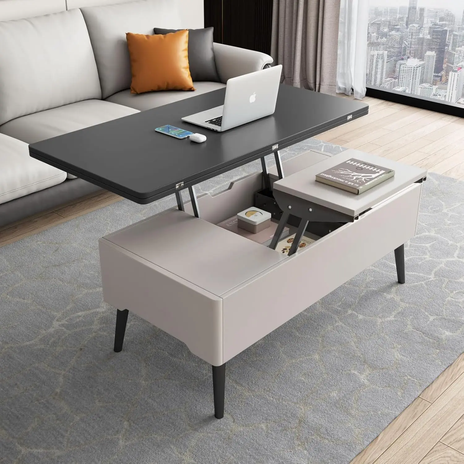 

Lift Top Coffee Table With Storage Drawer, 3 In 1 Multi Function Center Table, Modern Lift Top Tea Table,, Customized