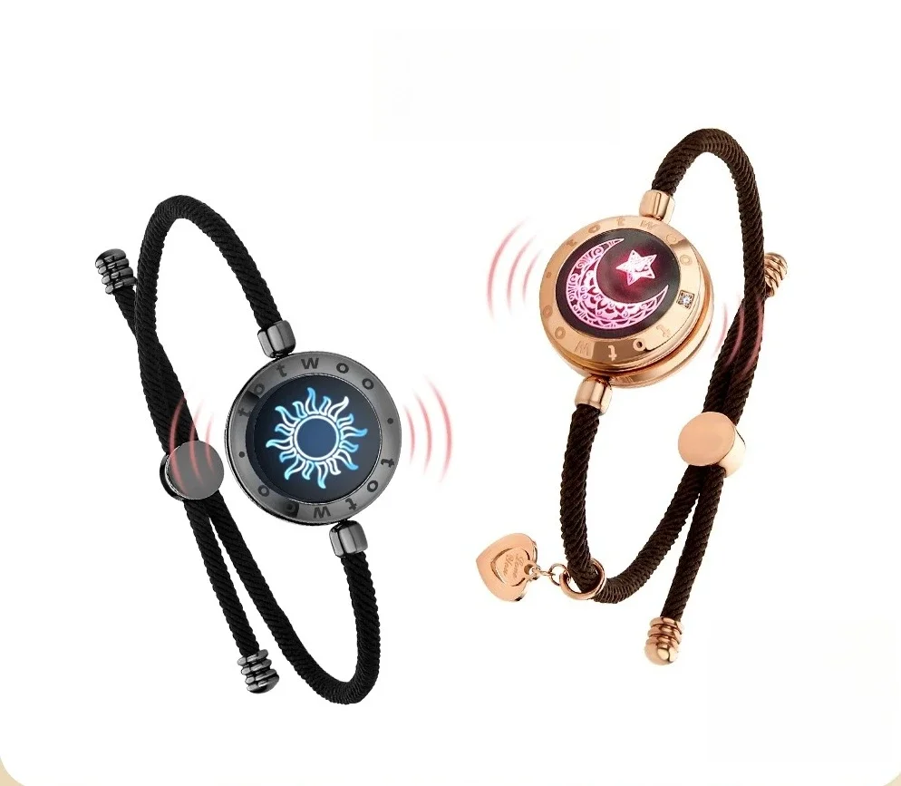 Long Distance Sun Moon Couple Bracelets, Smart Induction Flash Vibration Jewelry for Valentine's Day - view 3