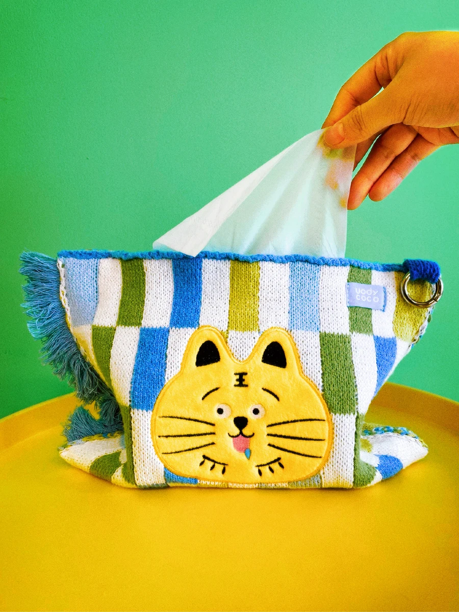 

Uody Original Knitted Tissue Cover Middle-aged Creative Napkin Der Geometric Woolen Tissue Bag Home Storage Organ...