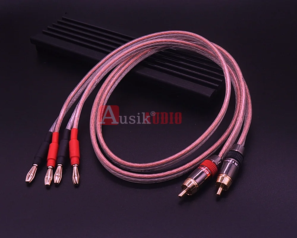 1Pair HIFI RCA to 2 Banana Speaker Cable Audio-cable for Amplifier/ 1.5m 2m 3m 5m AS070