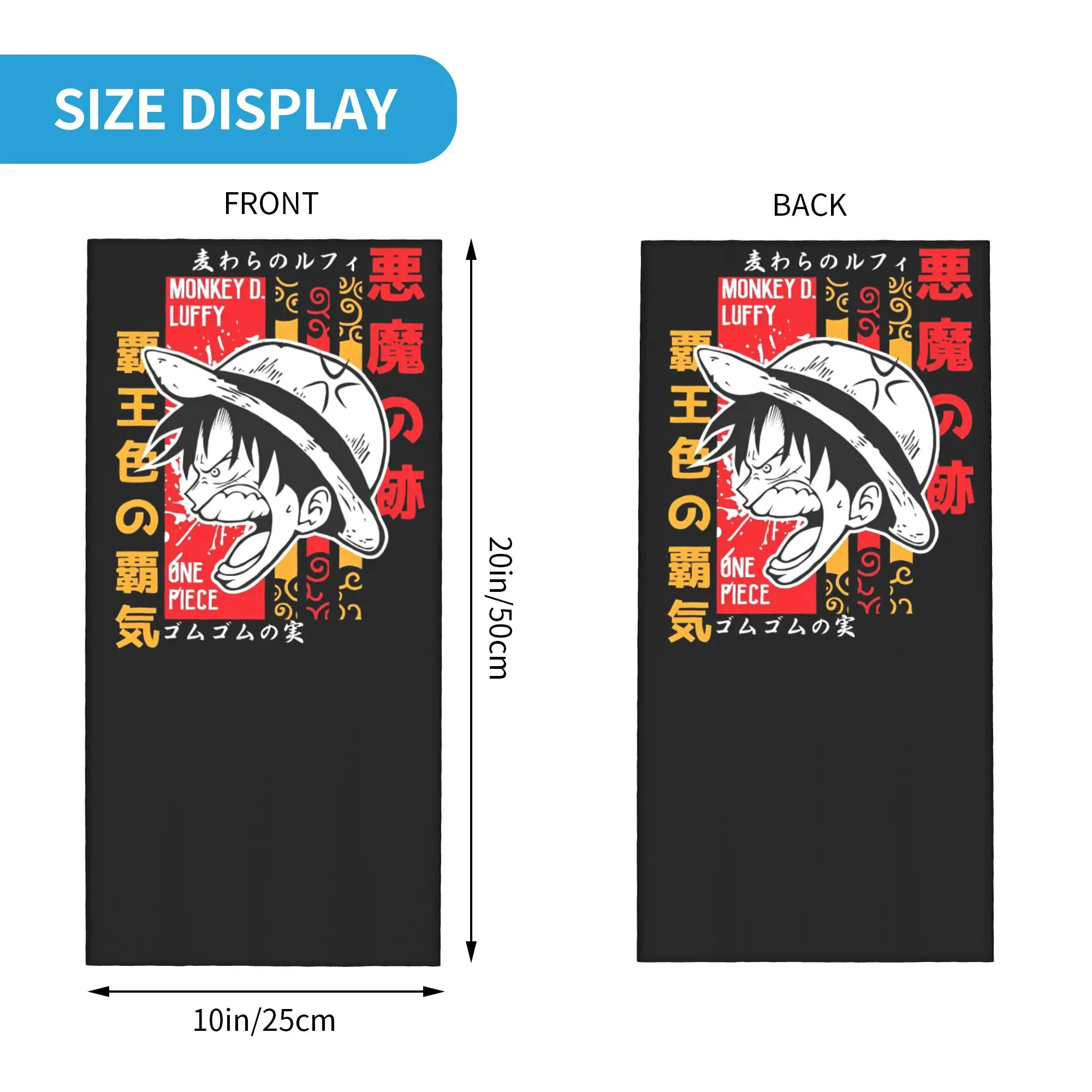 2025 قطعة واحدة أنيمي مانغا لوفي باندانا ميرش غطاء الرقبة المطبوعة التفاف وشاح متعدد الاستخدام وشاح لركوب تنفس