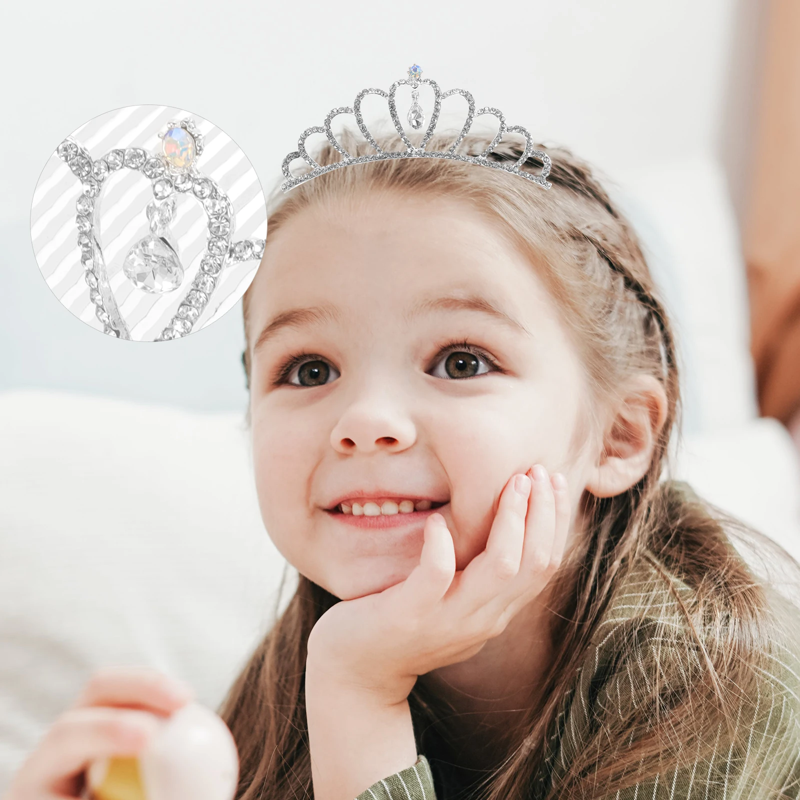 

Rhinestone Hair Accessories Girl Crown Mini Alloy Child Crown For Little Girl Tiara Wedding Party Festival