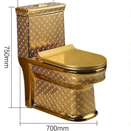 

Luxury Style Sanitary Ware Modern Design Golden Color Toilet Bathroom Ceramic WC High Quality One Piece