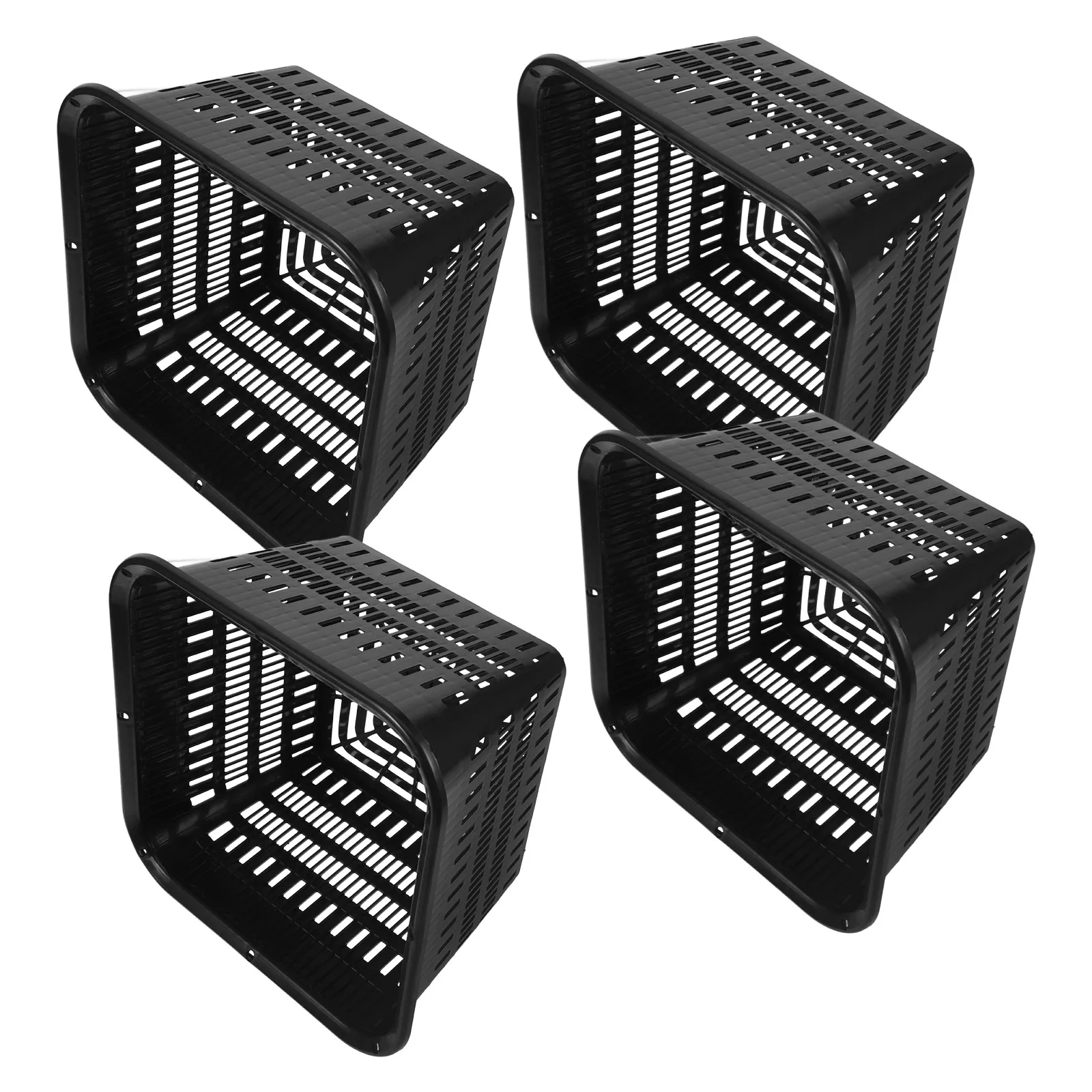 

4 Pcs Black Square Plastic Planting Baskets 180mm Hydroponic Net Cups for Balcony Garden Durable Safe Mesh pots Flower pots