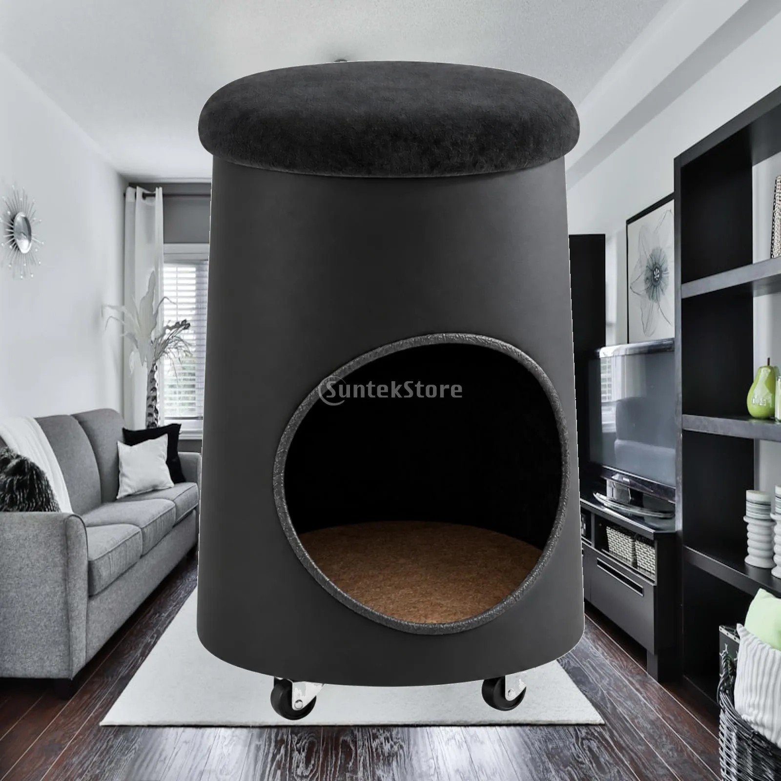 Caster Wheel Cat Nest Stool for Living Room and Dressing Area As a Cozy Feline Hideout for seat