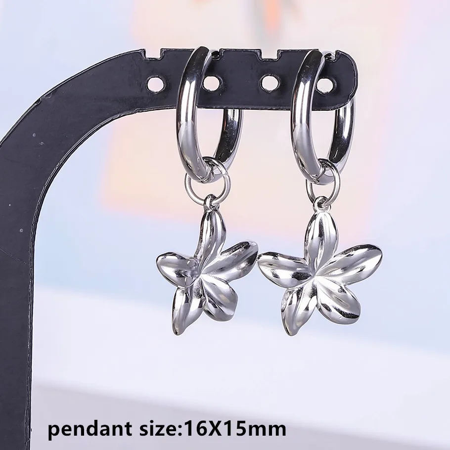 Stahlfarbener Engel-Stern-Kreuz-Schwert-Charm-Ohrring, kein Anlaufen, Ohrpiercing, Edelstahl-Ohrringe für Damen und Herren, Schmuck, Kolczyki – Detail 13