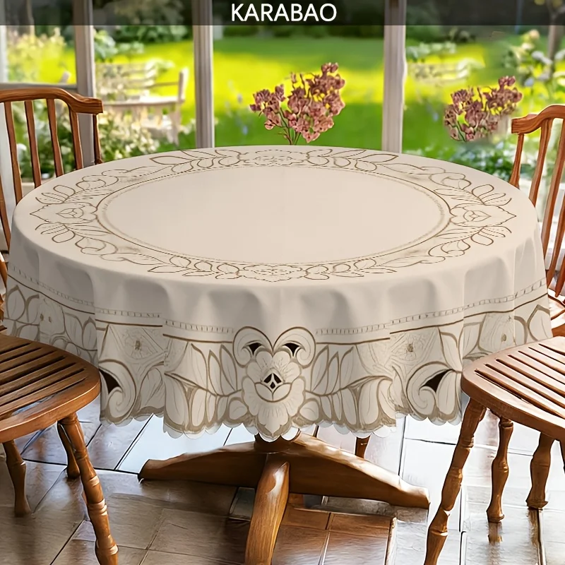 1PC European retro flower round tablecloth, exquisite pattern decoration, restaurant tablecloth
