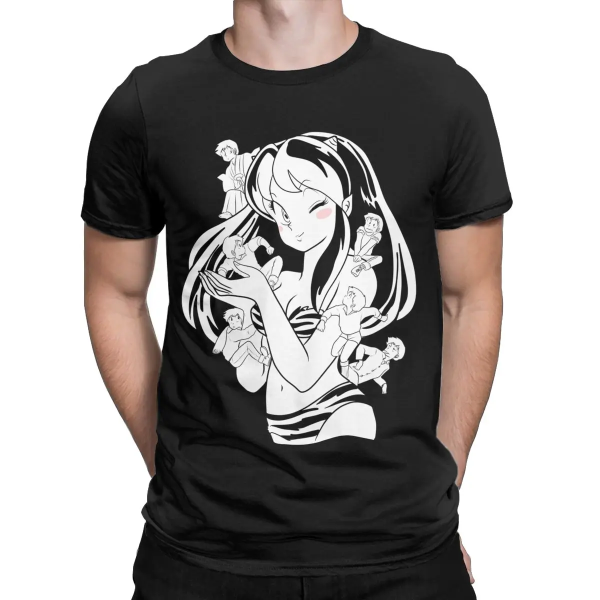 Men's Urusei Yatsura Lum T Shirts Anime 100% Cotton Clothing Novelty Short Sleeve Crew Neck Tees Birthday Gift T-Shirt