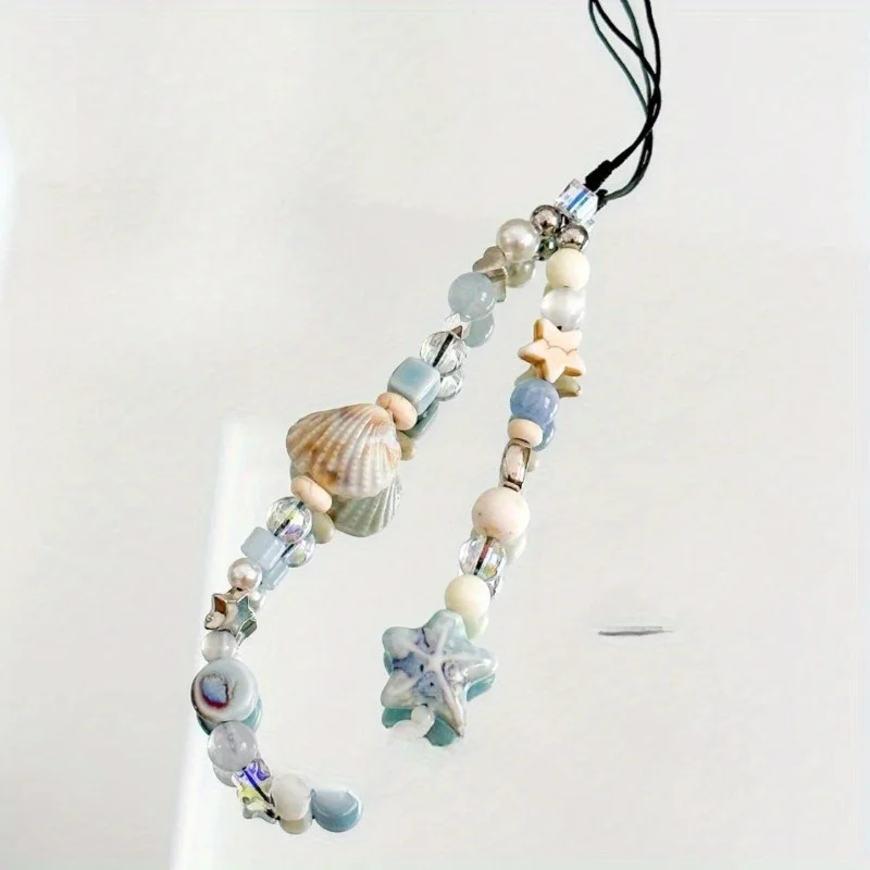 

Blue Sea Legend Fresh Fashionable Hanging Rope Shell Phone Chain Keychain