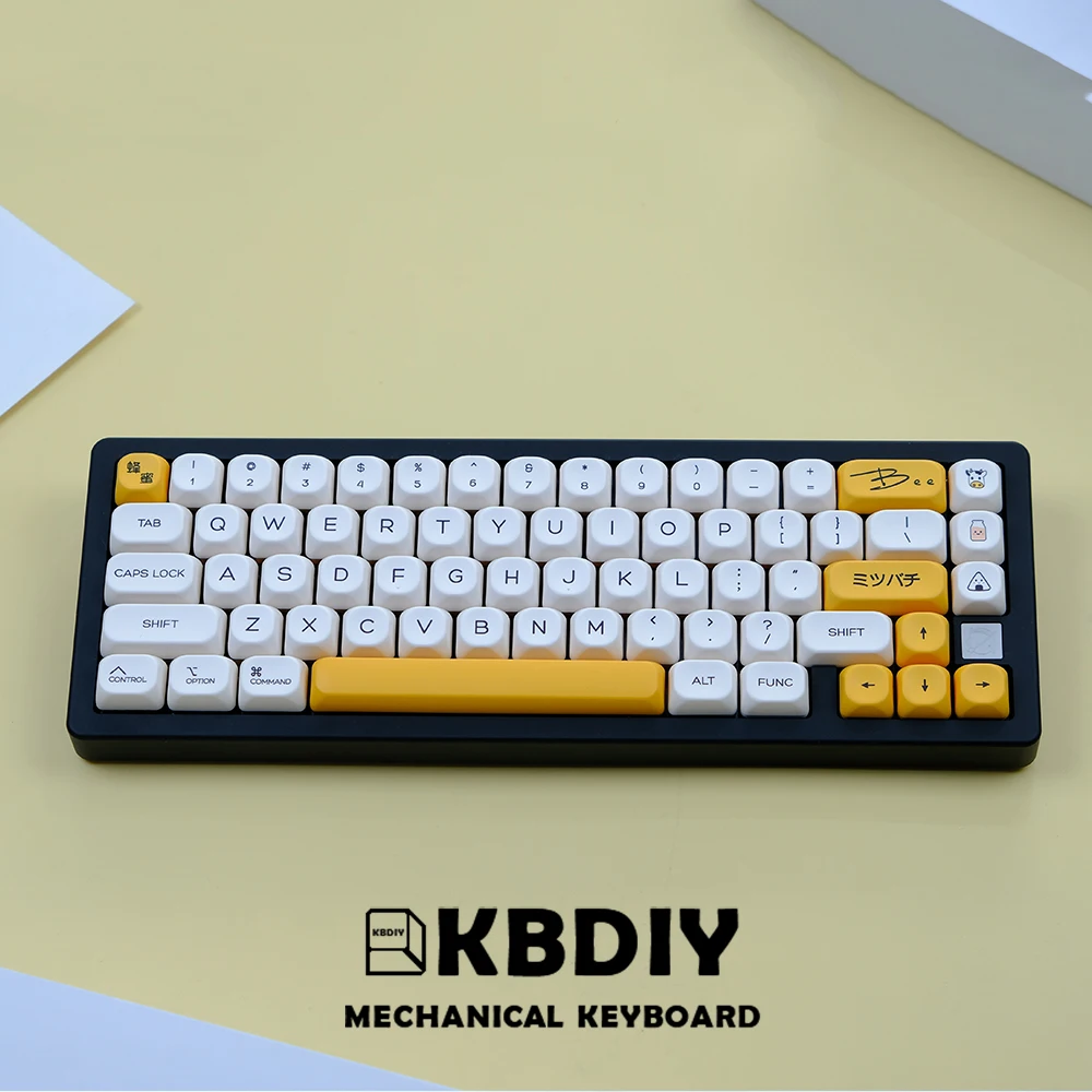 KBDiy-Teclas coreanas PBT Honey Milk, Teclados Mecânicos, MAC, Perfil KOA, Japonês, Russo, ISO personalizado 7U, 137 Teclas