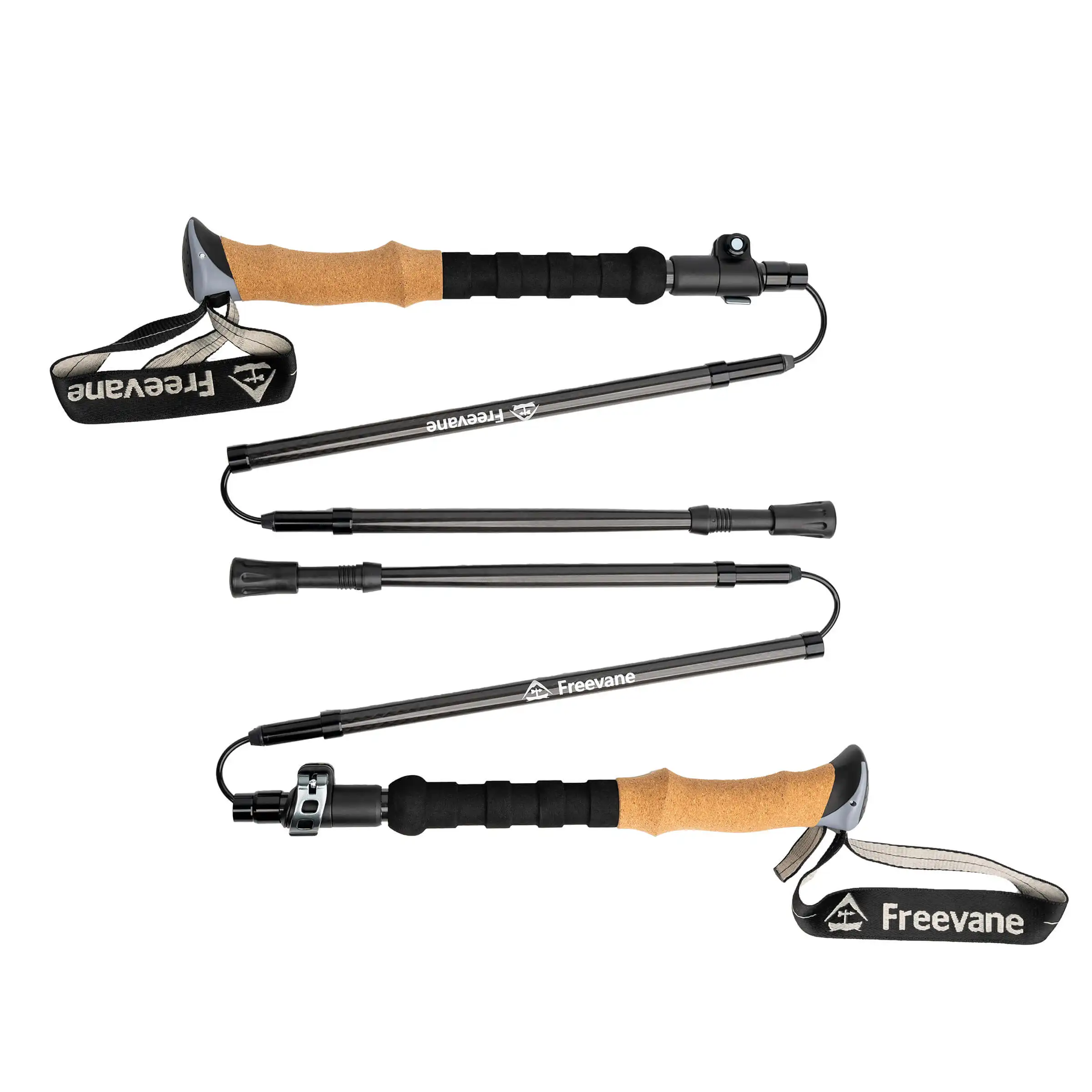 Carbon Fiber Hiking Poles Pair, Folding Z Trekking Poles 5-Section, Cork Grip, Quick Lock Adjustable, Ultralight, Tips Baskets B