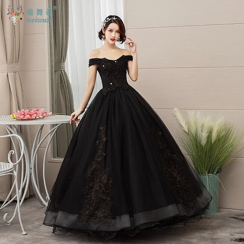 

New One Word Neck Off Shoulder Exquisite Bead Embroidery Flower Evening Dress Singing Performance Host Stage Costume Dress