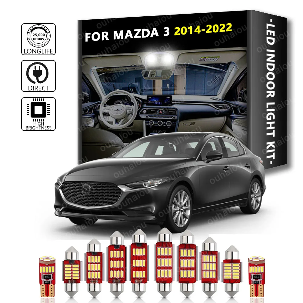 

11Pcs Canbus For Mazda 3 Mazda3 2014 2015 2016 2017 2018 2019 2020 2021 2022 Vehicle Bulbs LED Interior Map Dome Light Kit
