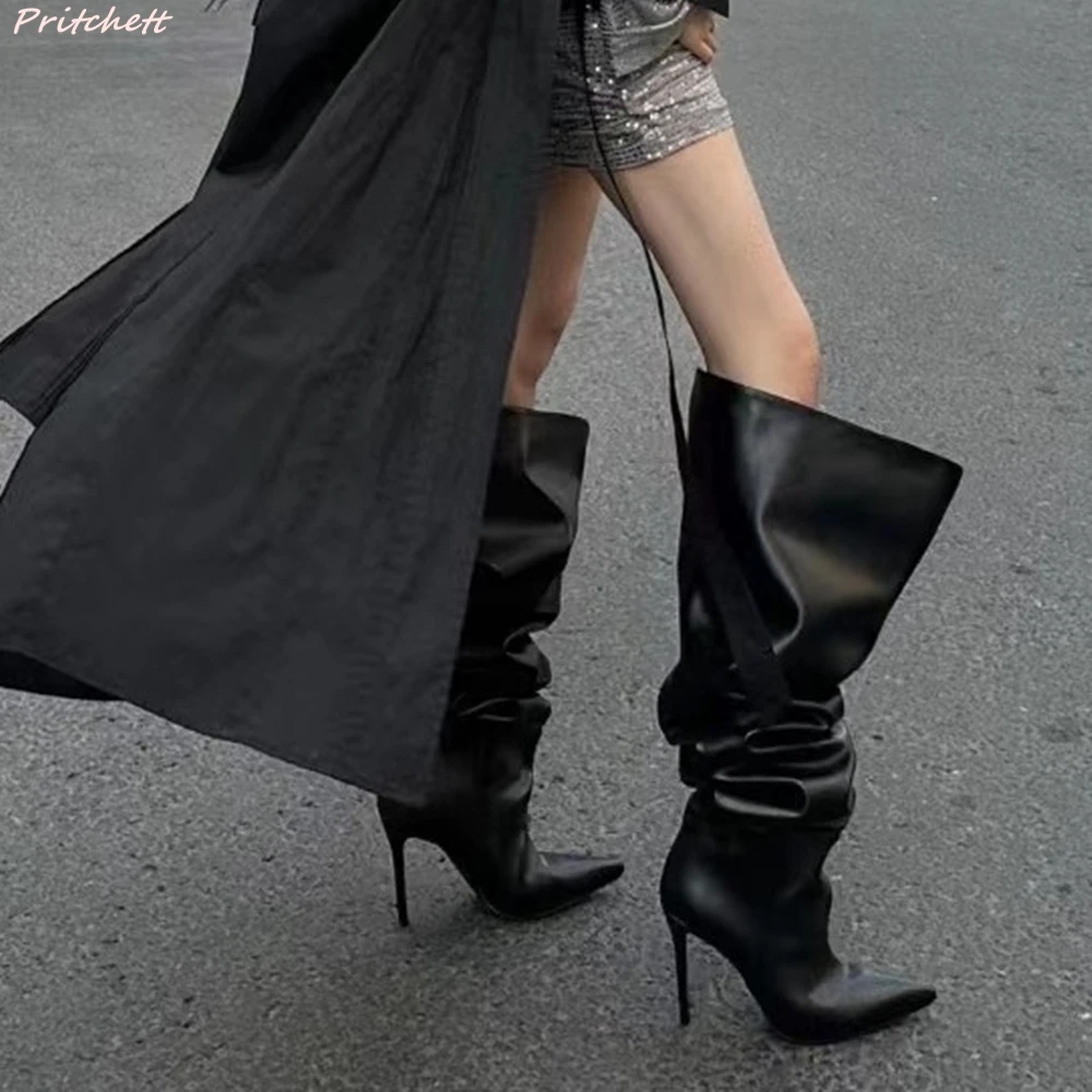 Design Knee High Women Boots Pointed Toe Sexy Stiletto Heels Fashion Boots 2024 Autumn Winter Mature Street Style Modren Boots