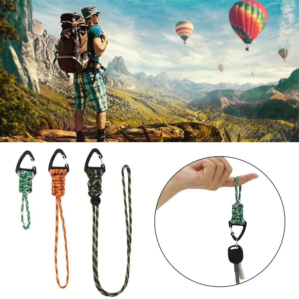 Paracord Keychain Braided Nylon Lanyard With Metal Triangle Buckle High Strength Parachute Cord Carabiner