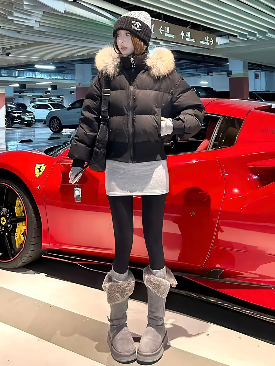 블라 오르트 후드 다운 재킷 여성용 겨울 슬림핏 90% 화이트 다운 따뜻한 개성있는 아우터 캐주얼 슬림 하이웨이스트