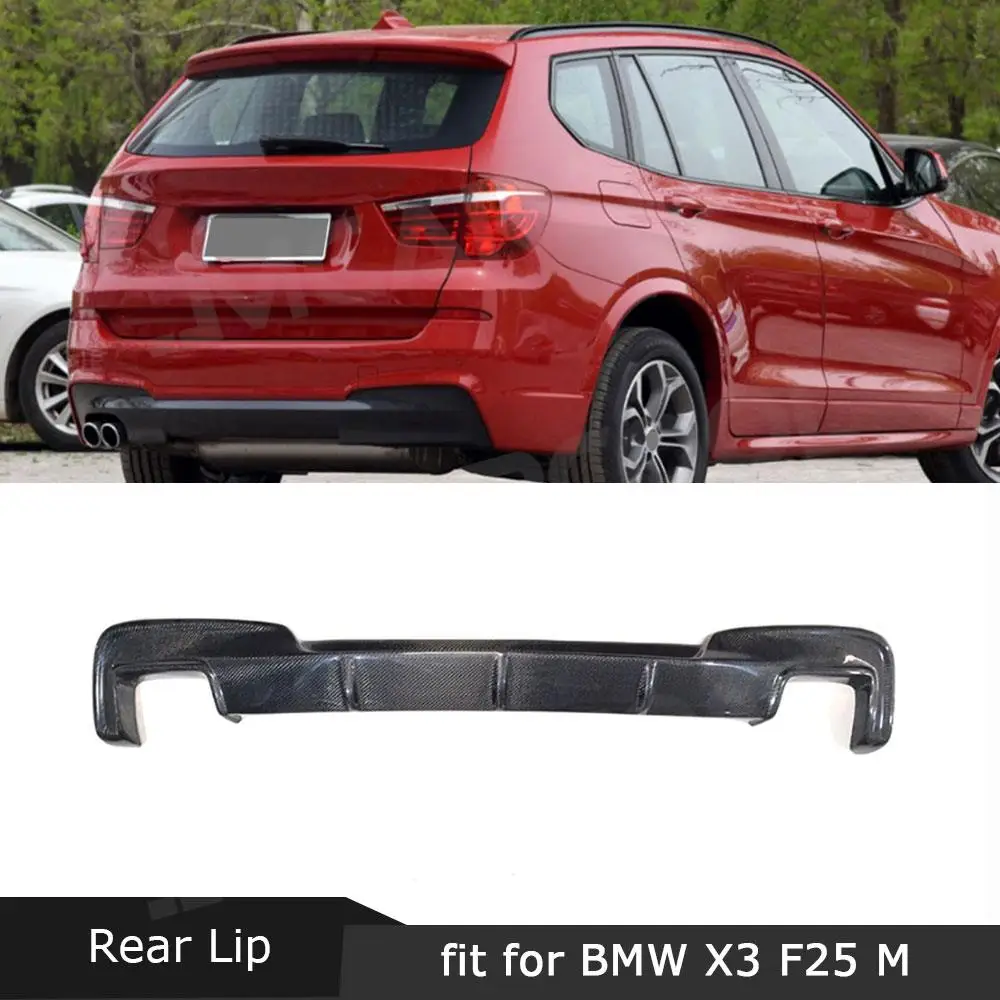 

For BMW X3 F25 M Sport 2014-2017 Carbon Fiber Rear Diffuser Bumper Lip Bodykits Flag Spoiler Splitter Protect Cover Accessories