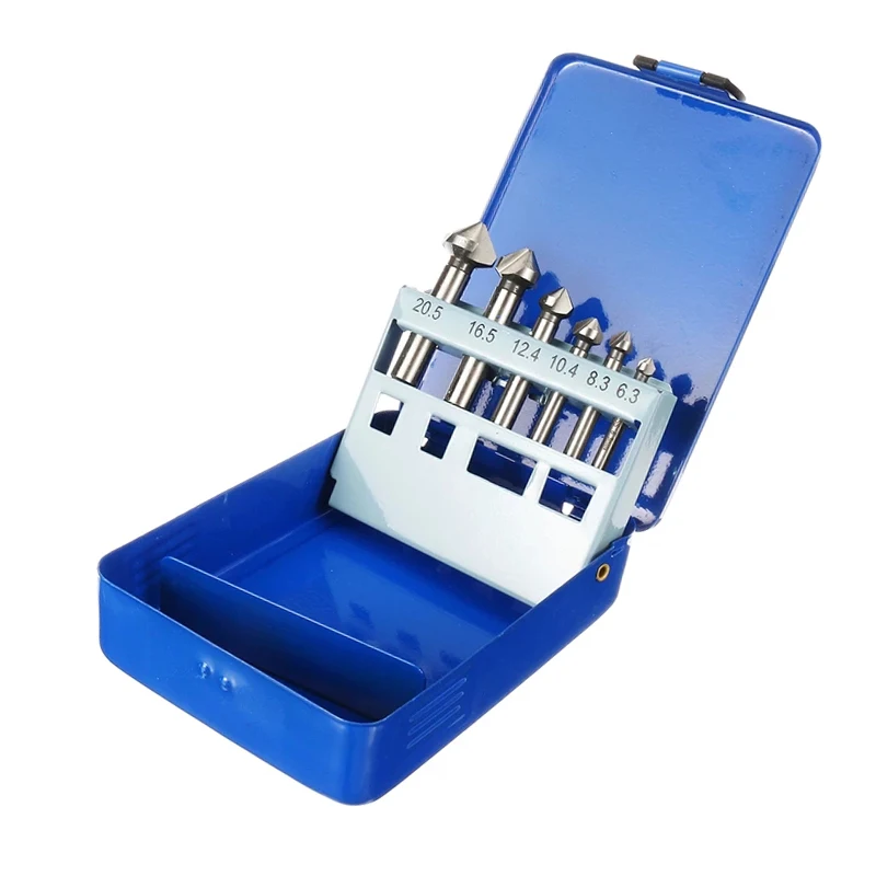 6 Chiếc 6.3-20.5Mm Chamfering Cấp Cối Xay Cắt 3 Sáo Vòng Vỏ 90 Độ HSS Mũi Khoan Deburring Thon Gọn mũi Khoan