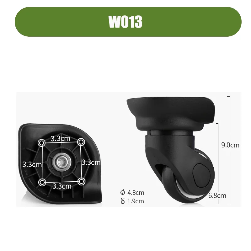 For W013 Ultra-quiet Shock-absorbing Luggage Wheels – Universal Silent Luggage Wheels With 360-degree Swivel and Bearings