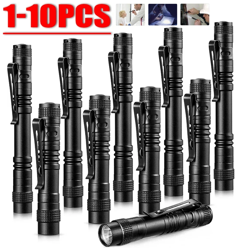 1-10PCS Mini Portable Flashlight Pocket Bright High Power Handheld Pen Light led Torch for Camping Outdoor Emergency Home Use image 2