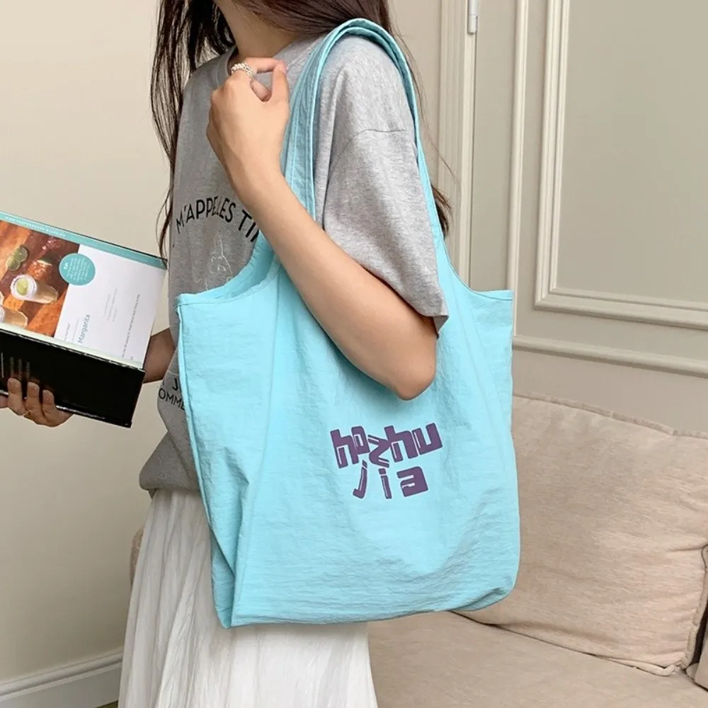 

Simple Casual Nylon Tote Bags Harajuku Large Capacity Letter Shoulder Bag Lightweight Shopping Commute Handbags Daily